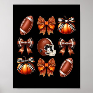 Poster Coquette Bow American Football Jour Thanksgiving