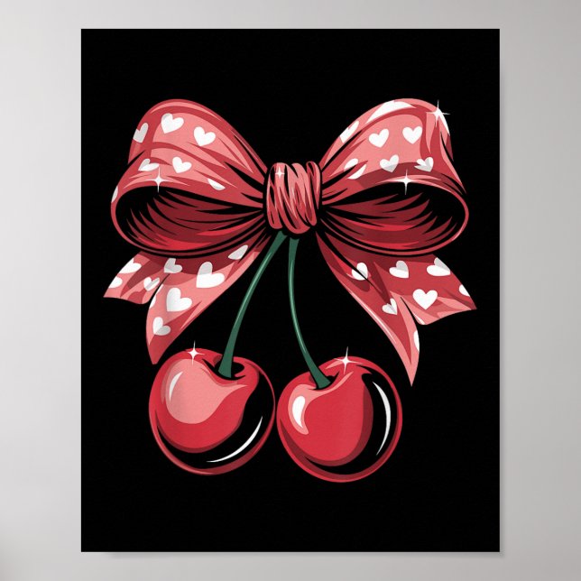 Poster Coquette Bow Cerise Valentines Day Coeur Femmes Gi (Devant)