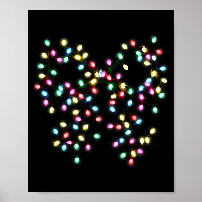 Poster Coquette Bow Christmas Xmas Lights Pajamas Holiday (Devant)