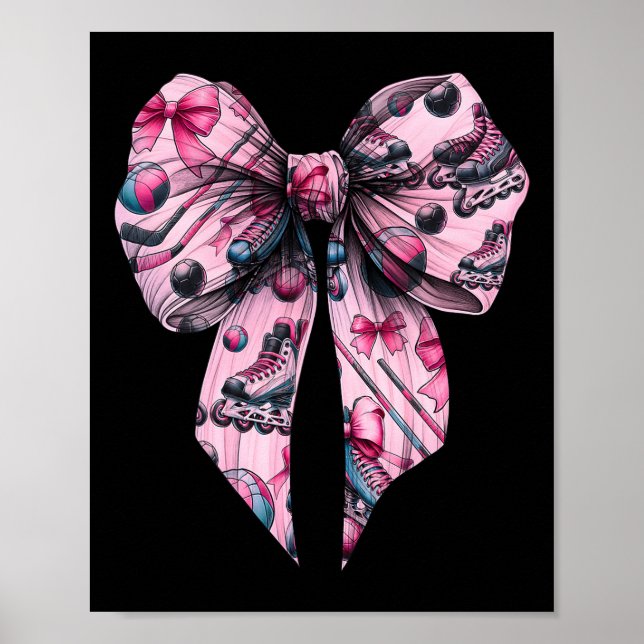 Poster Coquette Bow Inline Hockey Player Girl Mom Mother' (Devant)