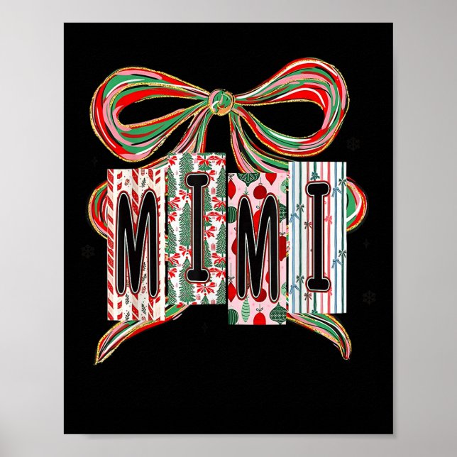 Poster Coquette Bow Merry Christmas Mimi Grandma Xmas Paj (Devant)