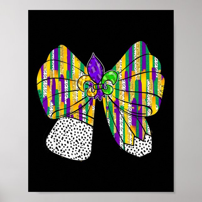 Poster Coquette Bow Pencil Mardi Gras Fleur-de-lis Teache (Devant)