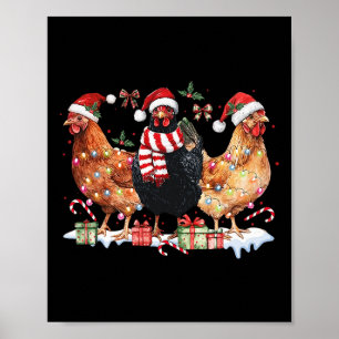 Poster Coquette Bow Poulet de Noël Casquette Lumières Fer