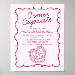 Poster Coquette Coeur rose gâteau Anniversaire Capsule te