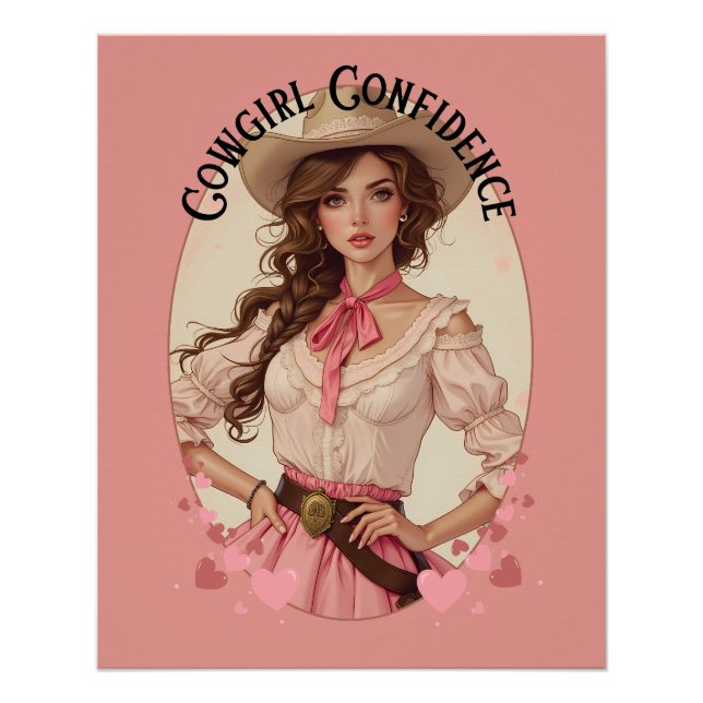 Poster Coquette Cowgirl Western Mode Portrait (Devant)