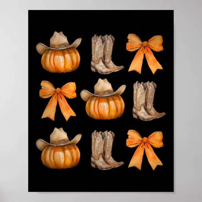 Poster Coquette de l'automne occidental Citrouille Bow Th (Devant)