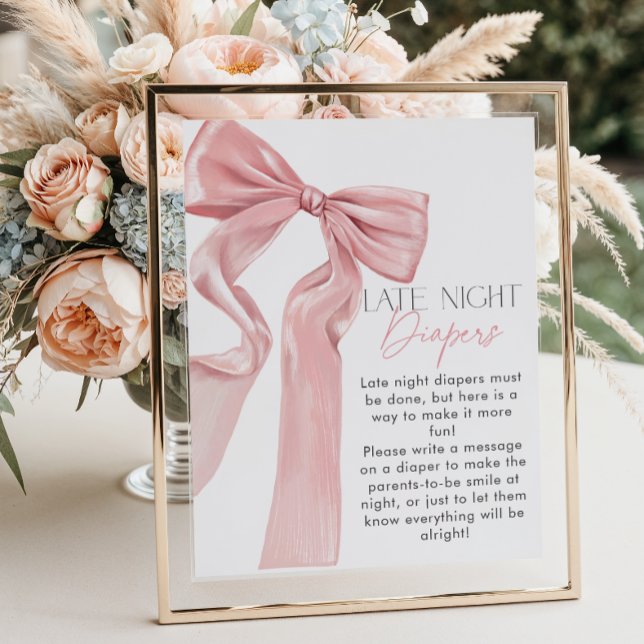 Poster Coquette Elégante Bow Rose Diaports de nuit (Créateur téléchargé)