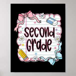 Poster Coquette Féminine Deuxième Année de Primaire Rentr