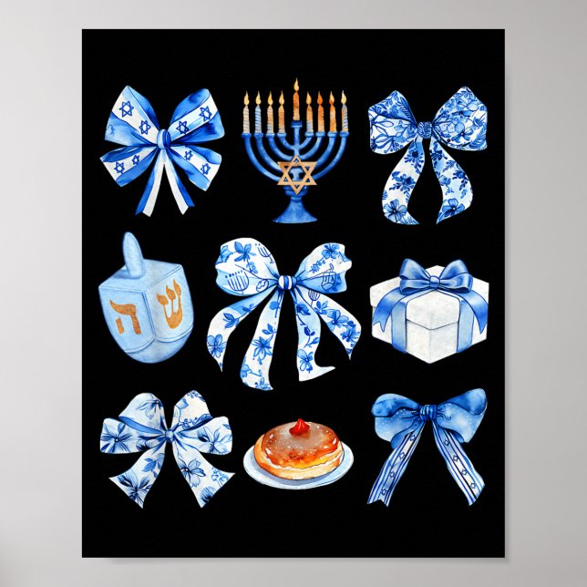 Poster Coquette Hanukkah Bow Jewish Bow Menorah Bow Women (Devant)