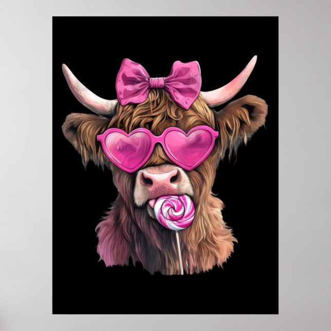 Poster Coquette Highland Cow Bubblegum 2025 (Devant)