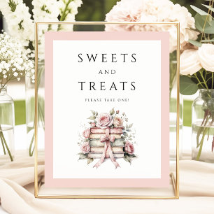 Poster Coquette Nœud Rose Sucreries Et Friandises