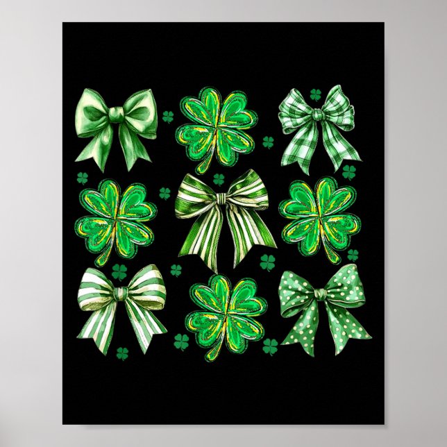 Poster Coquette Patrick's Day Bow,shamrock Lucky Bow Funn (Devant)