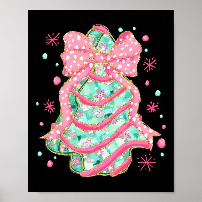 Poster Coquette Pink Bow Christmas Tree Cake Preppy Chris (Devant)