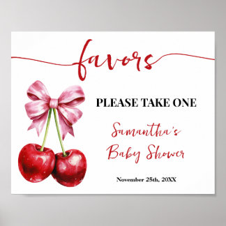 Poster Coquette rose cerise Faveurs Baby shower Signal