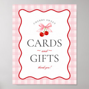 Poster Coquette rose rose cerise En vichy cartes et cadea