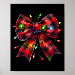 Poster Coquette rouge Bow Feux de Noël Noël Noël Noël Noë