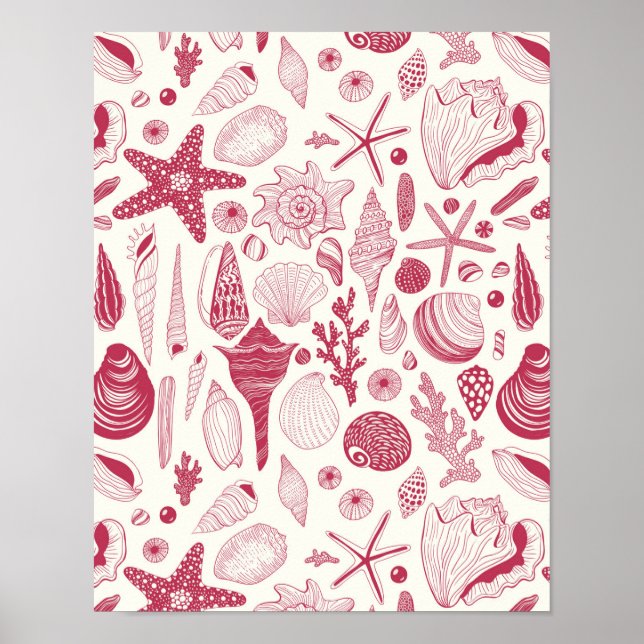 Poster Coquillages à Viva Magenta - Couleur de l'année 20 (Devant)