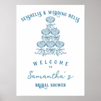 Poster Coquillages et Cloches de Mariage Bienvenue à la F