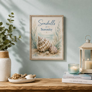 Poster Coquillages et Sérénité Salle de bain côtière peti