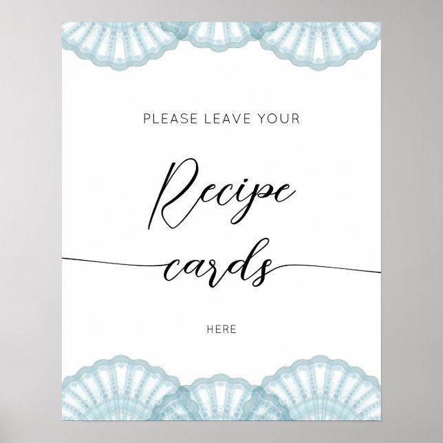 Poster Coquille Bleue Élégante laissez votre carte de rec (Devant)
