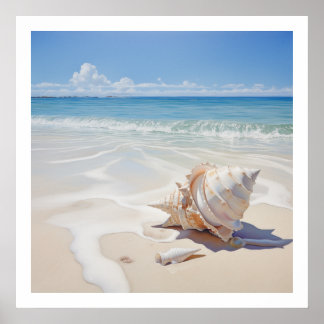 Poster Coquille de conque vibrante au bord de la plage