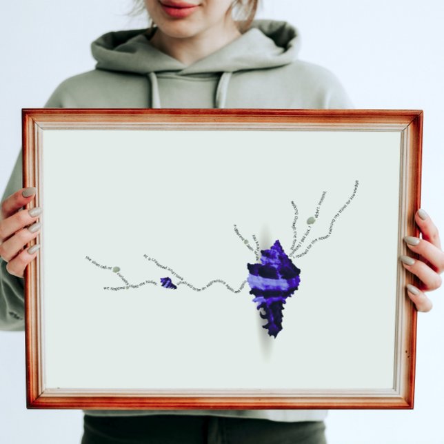 Poster Coquille de mer bleu collage d'ivoire Japandi (Créateur téléchargé)