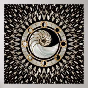 Poster Coquille de Nautilus - Phases de la lune