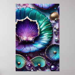 Poster Coquille de sirène violette colorée
