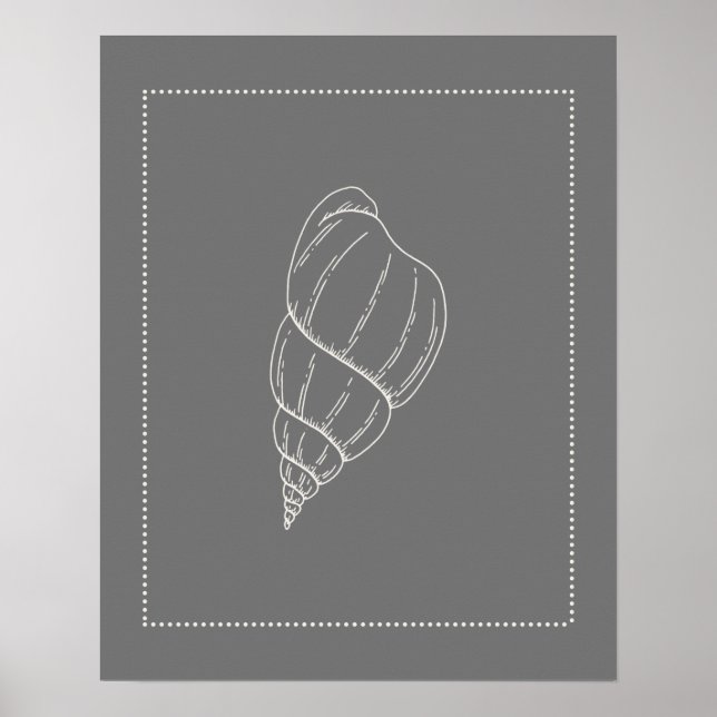 Poster Coquille d'escargot marine de style Hamptons (Devant)