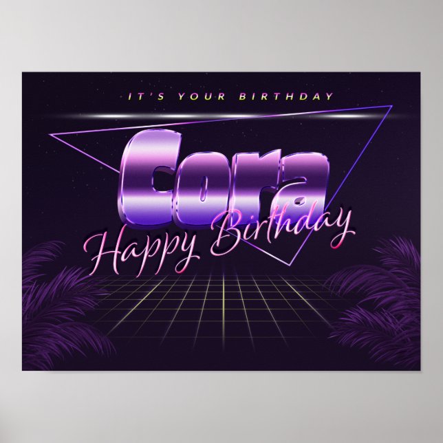 Poster Cora Nom Prénom de l'anniversaire de l'affiche (Devant)