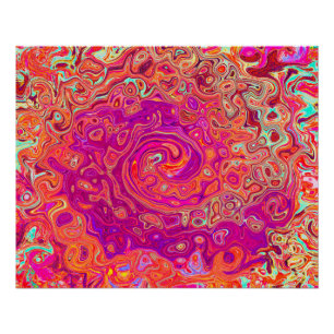 Poster Corail Abstrait rétro et spirale de marbre pourpre