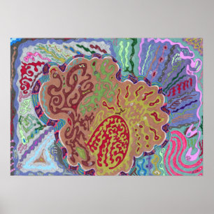 Poster "Corail" Art Abstrait 28x20