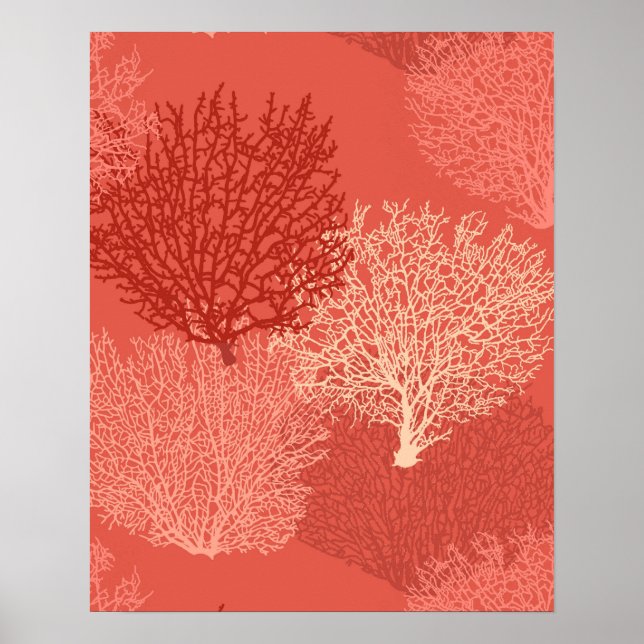Poster Corail de ventilateur imprimé, nuances de corail o (Devant)