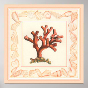 Poster Corail rouge avec bordure conique