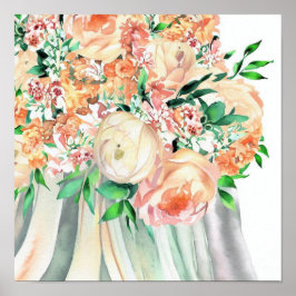 Poster Corail Whimsical, Bouquet en cascade nuptiale 1,