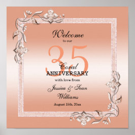 Poster Coral Gem & Parties scintillant 35e anniversaire d