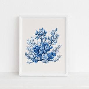 Poster Coral Reef - Bleu côtier sur le beige