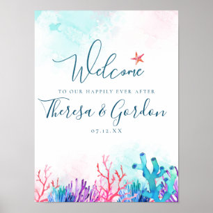 Poster Coral Starfish, Mariage plage