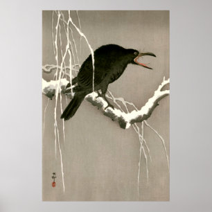 Poster Corbeau croassant Shoson Ohara 1930