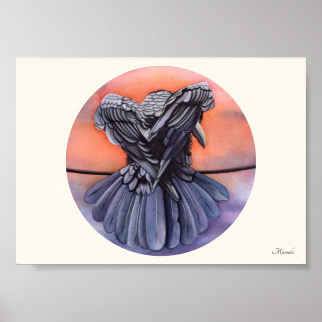 Poster Corbeau "Diablo" Corneille Aquarelle Imprimer Papi (Devant)