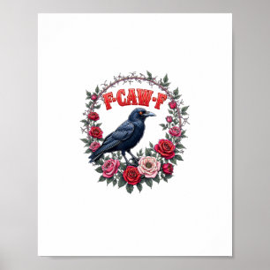 Poster Corbeau gothique drôle Halloween F Caw F vintage