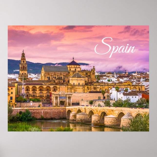 Poster Cordoue, Espagne Belle vue coucher de soleil (Devant)
