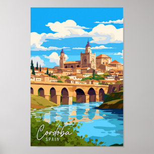 Poster Cordoue Espagne Illustration de voyage Art vintage