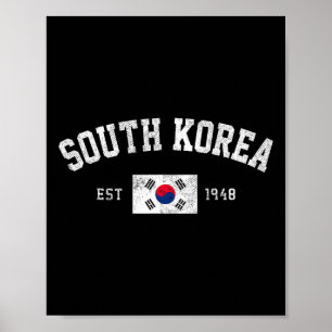 Poster Corée du Sud Établi en 1948 Drapeau sud-coréen Ind