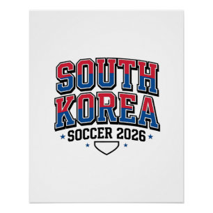 Poster Corée du Sud Football 2026 Football Gras Typogr Pa