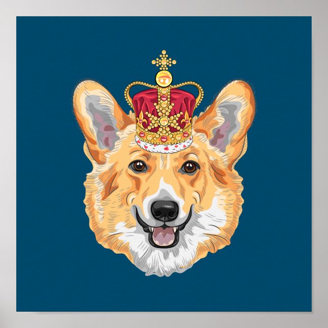 Poster Corgi avec couronne (Devant)