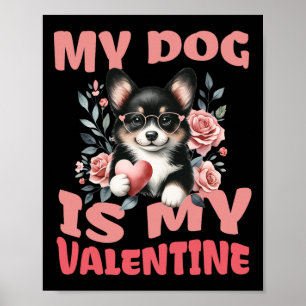 Poster Corgi Chien Saint-Valentin Amoureux de chiots à la