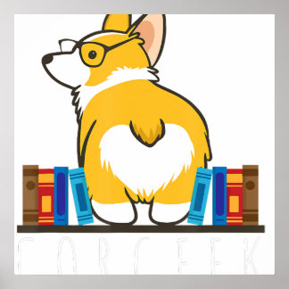 Poster Corgi - Corgeek Funny Book Nerd Geek Dog