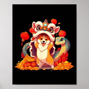 Poster Corgi Drôle Serpent Nouvel An Chinois 2025 Femmes