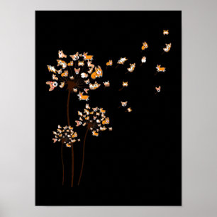 Poster Corgi Flower Fly Dandelion Cute Dog Lover
